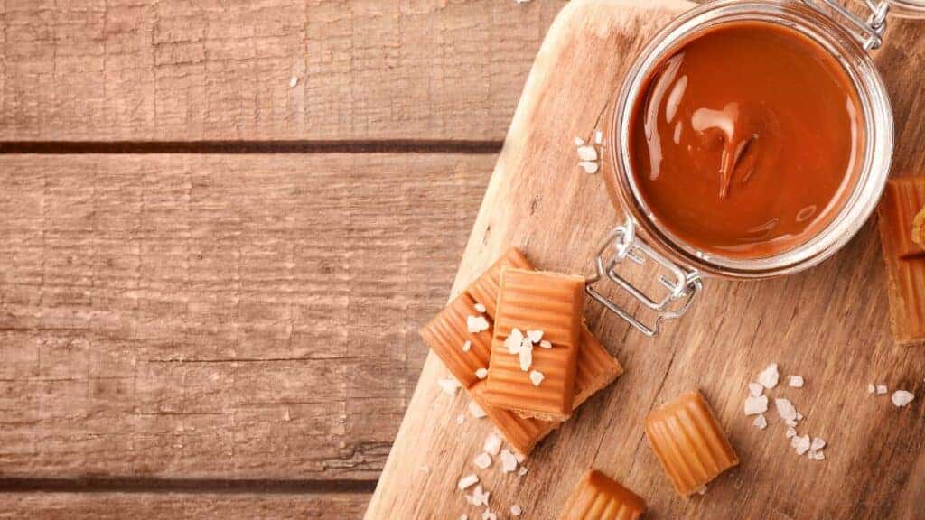 caramel on a wood table