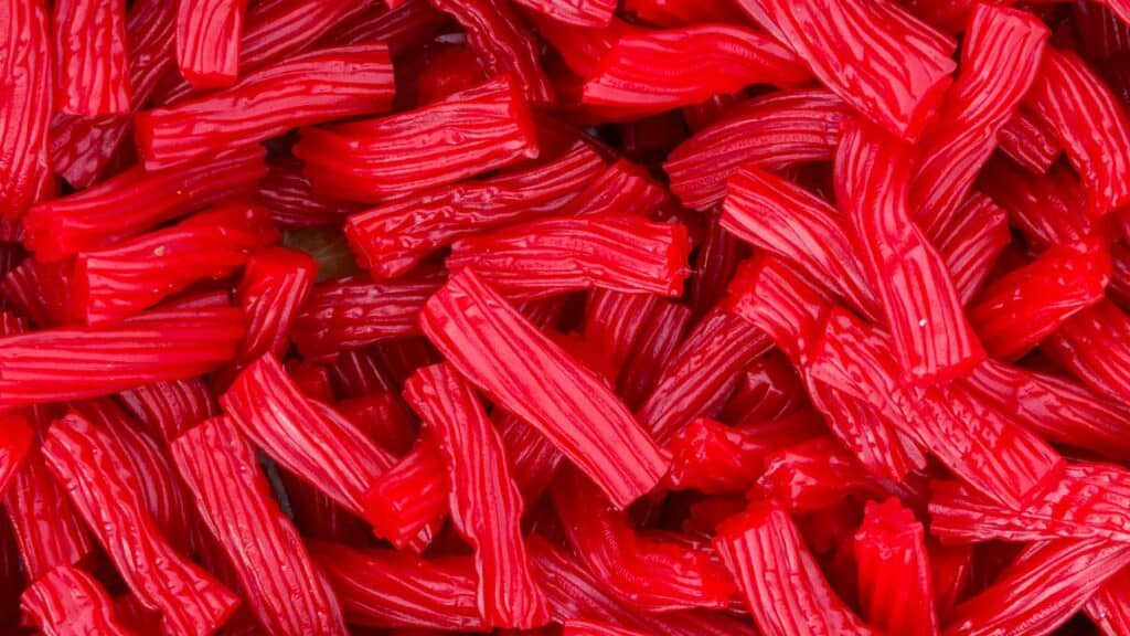 a lot of red twizzlers